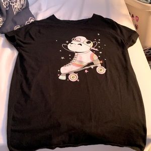 Black roller skating panda T
